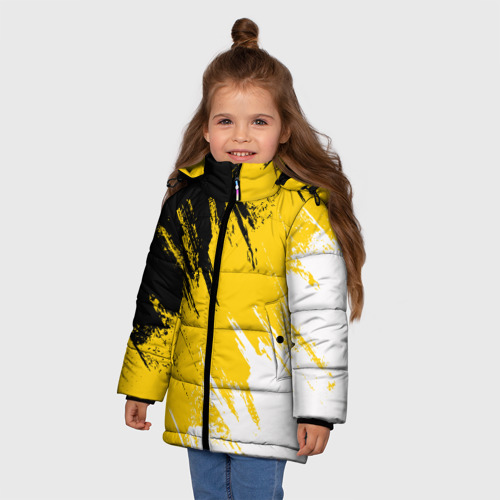 Зимняя куртка для девочек 3D с принтом Имперский флаг России, фото на моделе #1