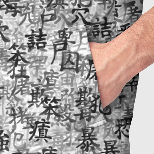 Мужской жилет утепленный 3D Японские иероглифы, цвет красный - фото 6