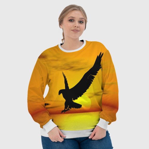 Женский свитшот 3D Орел на закате, цвет 3D печать - фото 6