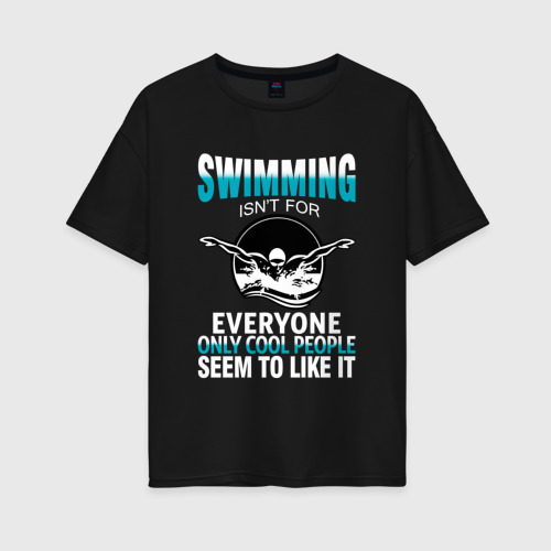 Женская футболка хлопок Oversize Swimming, цвет черный
