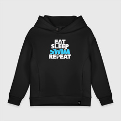 Детское худи Oversize хлопок Eat sleep swim repeat