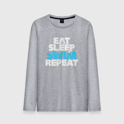 Мужской лонгслив хлопок Eat sleep swim repeat