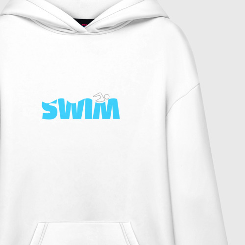 Худи SuperOversize хлопок Eat sleep swim repeat, цвет белый - фото 3