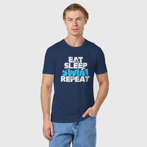 Мужская футболка хлопок Eat sleep swim repeat - фото 3