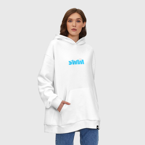 Худи SuperOversize хлопок Eat sleep swim repeat, цвет белый - фото 4