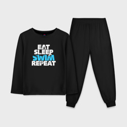 Детская пижама с лонгсливом хлопок Eat sleep swim repeat