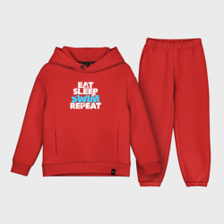 Детский костюм хлопок Oversize Eat sleep swim repeat