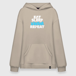 Худи SuperOversize хлопок Eat sleep swim repeat