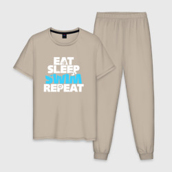 Мужская пижама хлопок Eat sleep swim repeat