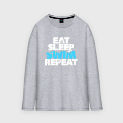 Мужской лонгслив oversize хлопок Eat sleep swim repeat