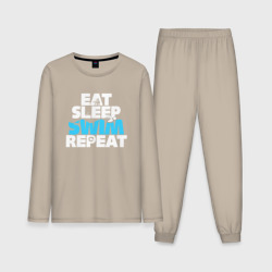 Мужская пижама с лонгсливом хлопок Eat sleep swim repeat