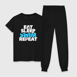 Женская пижама хлопок Eat sleep swim repeat