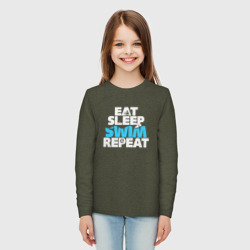 Детский лонгслив хлопок Eat sleep swim repeat - фото 2