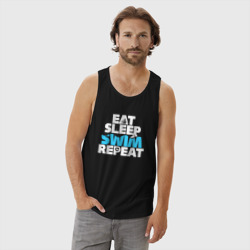 Мужская майка хлопок Eat sleep swim repeat - фото 2