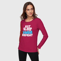 Женский лонгслив хлопок Eat sleep swim repeat - фото 2