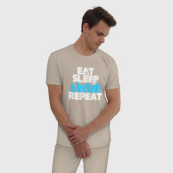 Мужская пижама хлопок Eat sleep swim repeat - фото 2