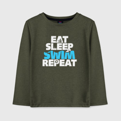 Детский лонгслив хлопок Eat sleep swim repeat