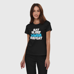 Женская пижама хлопок Eat sleep swim repeat - фото 2