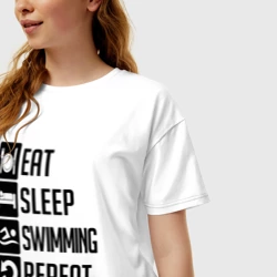 Женская футболка хлопок Oversize Swimming - фото 2