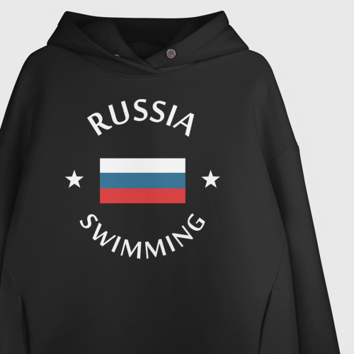 Женское худи Oversize хлопок Swimming Russia, цвет черный - фото 3