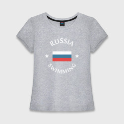 Женская футболка хлопок Slim Swimming Russia
