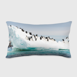 Подушка с принтом Пингвины на айсберге для любого человека, вид сзади №1. Цвет основы: белый