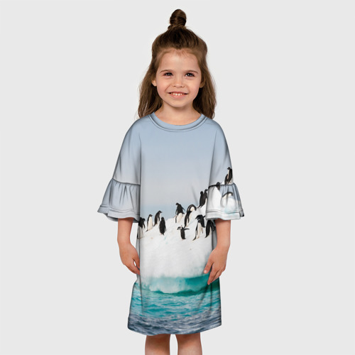 Детское платье 3D с принтом Пингвины на айсберге, вид сбоку #3