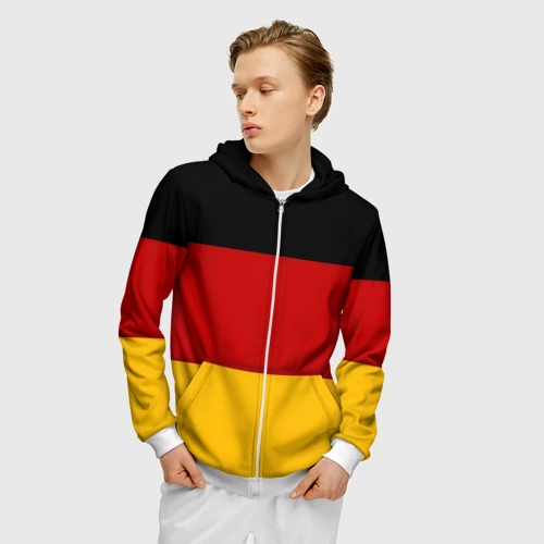 Мужская толстовка 3D на молнии с принтом Германия, фото на моделе #1