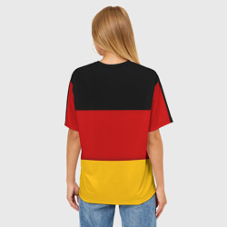 Футболка с принтом Германия для женщины, вид на модели сзади №2. Цвет основы: белый