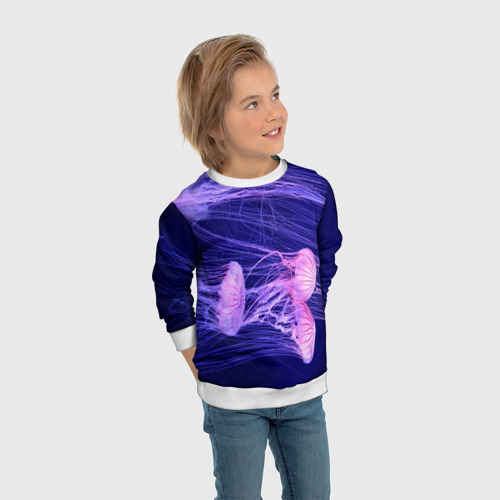 Детский свитшот 3D Розовые медузы, цвет 3D печать - фото 5