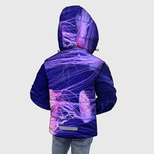 Зимняя куртка для мальчиков 3D Розовые медузы, цвет светло-серый - фото 4