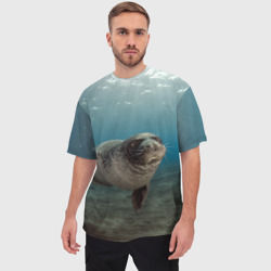 Мужская футболка oversize 3D Тюлень под водой - фото 2