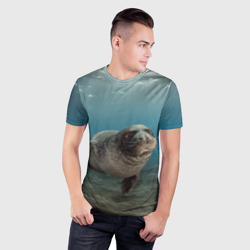 Мужская футболка 3D Slim Тюлень под водой - фото 2