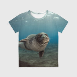 Детская футболка 3D Тюлень под водой