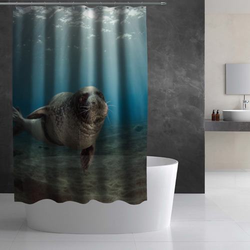 Штора 3D для ванной Тюлень под водой - фото 3