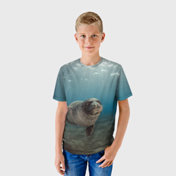 Детская футболка 3D Тюлень под водой - фото 2