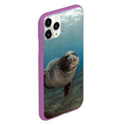 Чехол для iPhone 11 Pro матовый Тюлень под водой - фото 2