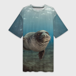 Платье-футболка 3D Тюлень под водой