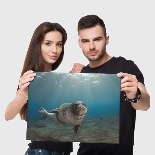 Холст прямоугольный Тюлень под водой, цвет 3D печать - фото 5