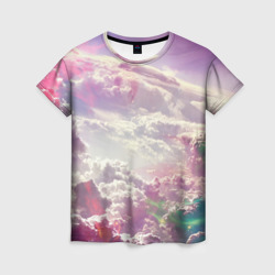 Женская футболка 3D Розовые облака