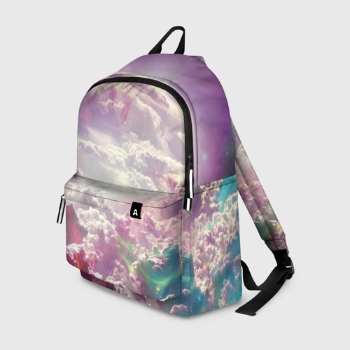 Рюкзак 3D с принтом Розовые облака, вид спереди #2