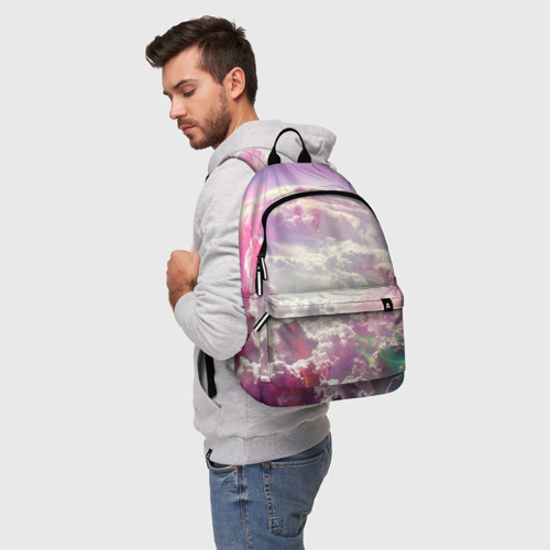 Рюкзак 3D с принтом Розовые облака, фото на моделе #1