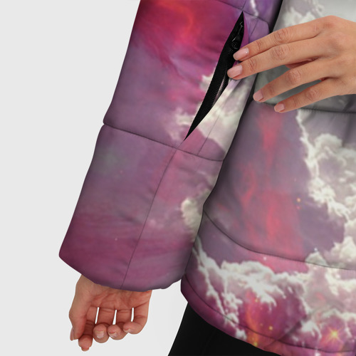 Женская зимняя куртка 3D с принтом Розовые облака, фото #4