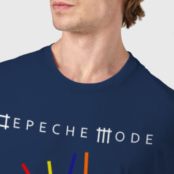 Футболка с принтом Depeche mode темная для мужчины, вид на модели спереди №4. Цвет основы: темно-синий