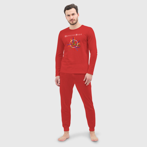 Мужская пижама с лонгсливом хлопок Depeche mode темная, цвет красный - фото 3