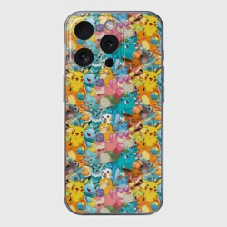 Чехол для iPhone 15 Pro Max силиконовый с защитой камеры Покемоны