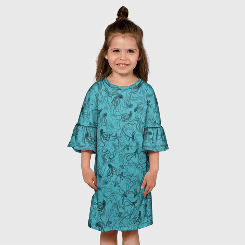 Детское платье 3D Осьминоги, цвет 3D печать - фото 4