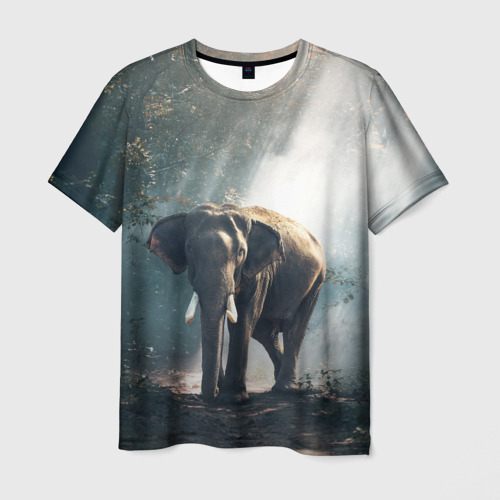 Мужская футболка 3D Слон в лесу, цвет 3D печать