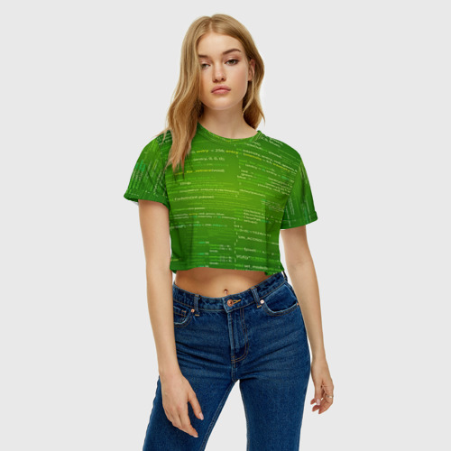 Женская футболка Crop-top 3D technology code, цвет 3D печать - фото 3