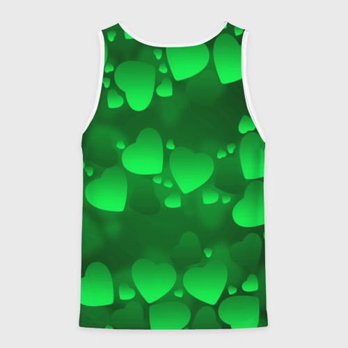 Мужская майка 3D Зеленые сердечки, цвет 3D печать - фото 2